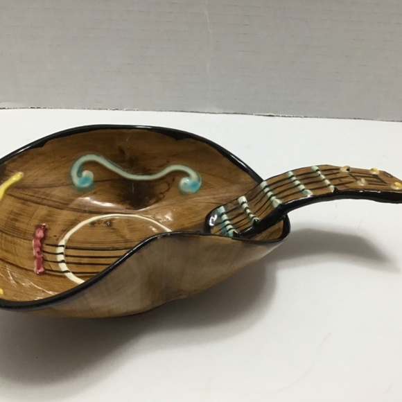 ITALY VINTAGE GUITAR SHAPED GLAZED CERAMIC DISH - Picture 3 of 10